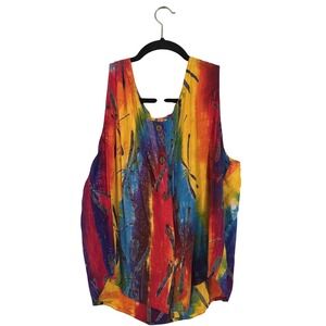 Vintage Young Fashion 90's Y2K Retro Bohemium Festival Rainbow Dragonfly Top